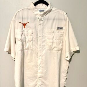 Longhorn Columbia Short-Sleeve Button-Down Shirt in White